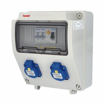 v115_DE Steckdosenkombination, abgesichert, FI-Schalter 25/2/003-A, IP54